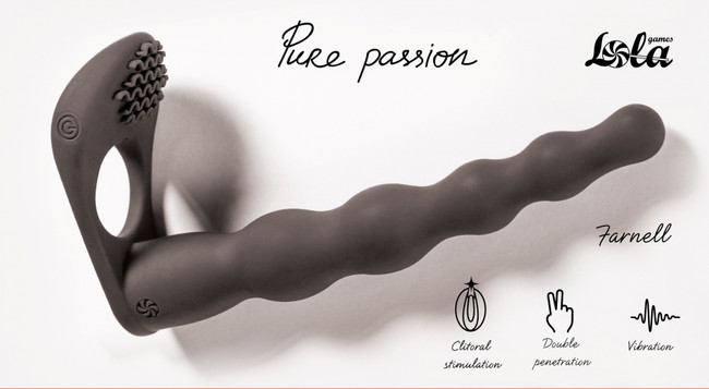 Вибронасадка для двойного проникновения Pure Passion Farnell Black