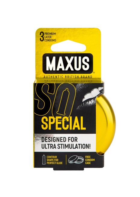 Презервативы MAXUS SPECIAL в железном кейсе, точечно-ребристые 3 шт.