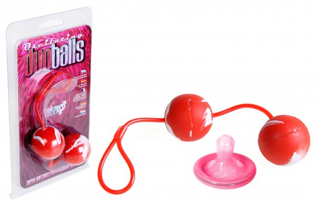 Анально-вагинальные шарики со смещенным центром тяжести Duo Balls красного цвета