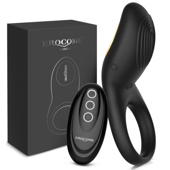 Виброкольцо Erocome Sagitta RC с пультом ДУ, черный