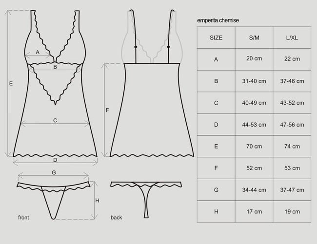 Черная сорочка с бархатным узором Emperita Chemise SM (42-44)