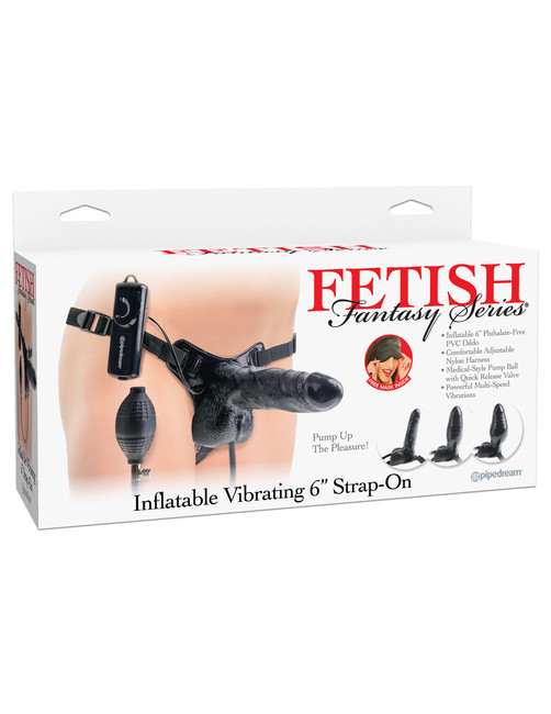 Надувной вибро-страпон Inflatable Vibrating 6'' Strap-On